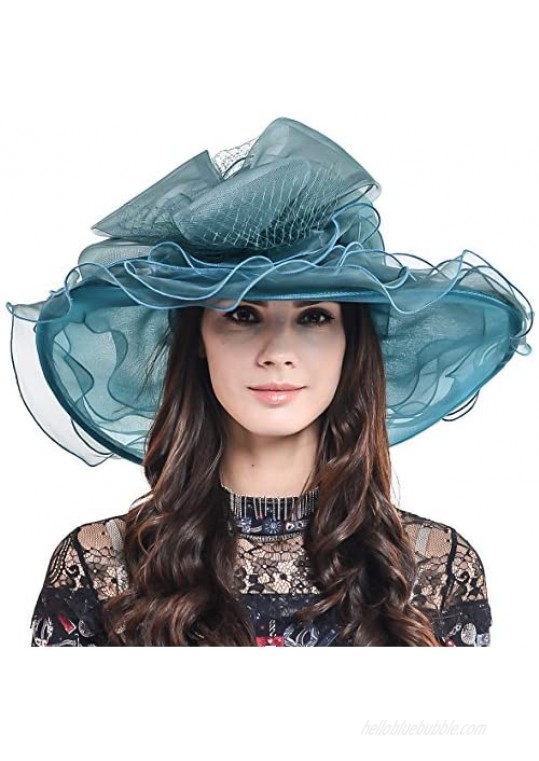 Women Organza Church Dress Kentucky Derby Fascinator Tea Party Wedding Hat
