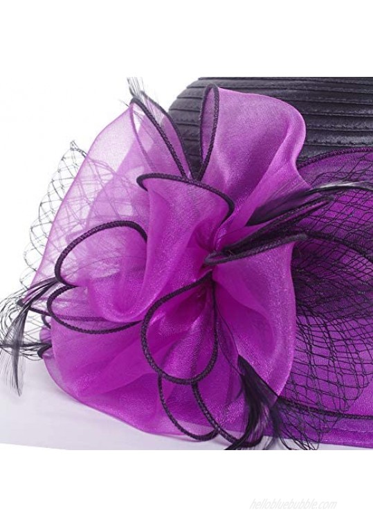 Women's Vintage Fascinators Two Tone Cloche Hat for Church Kentucky Derby Tea Party Wedding Funeral