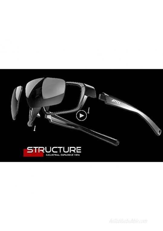 ATTCL Polarized Wrap Sunglasses For Men - Fishing Sports Glasses 100% UV Protection