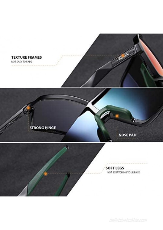Bevi Sports Sunglasses Polarized Lens with TR90 Durable and Flexible Ultralight Frame for Men Women Running Driving Cycling