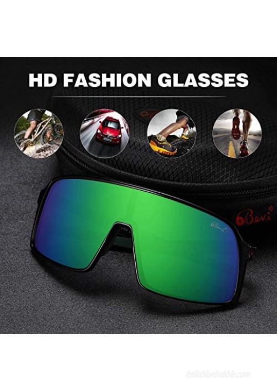 Bevi Sports Sunglasses Polarized Lens with TR90 Durable and Flexible Ultralight Frame for Men Women Running Driving Cycling