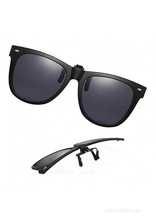 Clip-on Sunglasses Polarized Unisex Anti-Glare Driving Glasses With Flip Up for Prescription Glasses