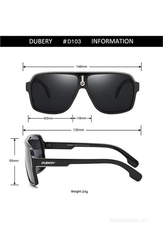 DUBERY Mens Oversized Aviator Sunglasses Classic Large Polarized Lens Shades D103