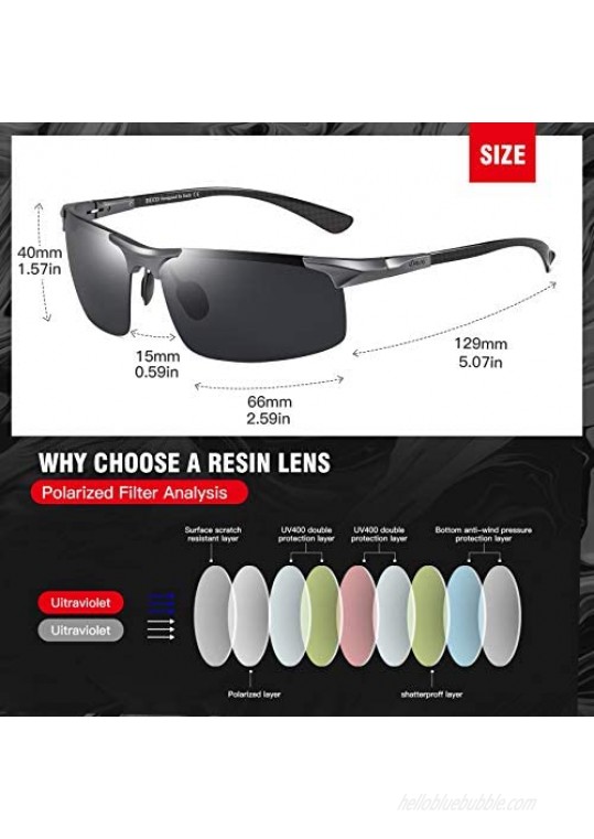 DUCO Men's Sports Polarized Driving Carbon Fiber Sunglasses for Men UV400 Protection DC8277
