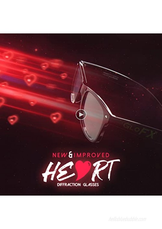 GloFX Heart Effect Diffraction Glasses - See Hearts! - Special Effect Rave EDM Festival Light Changing Eyewear…