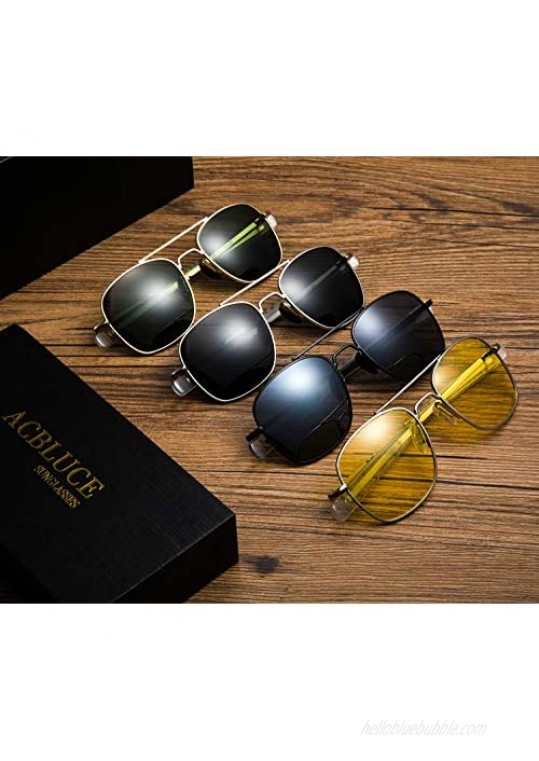 Mens Aviator Sunglasses 53mm TAC Polarized Lense Military Style Metal Frame with Bayonet Temples