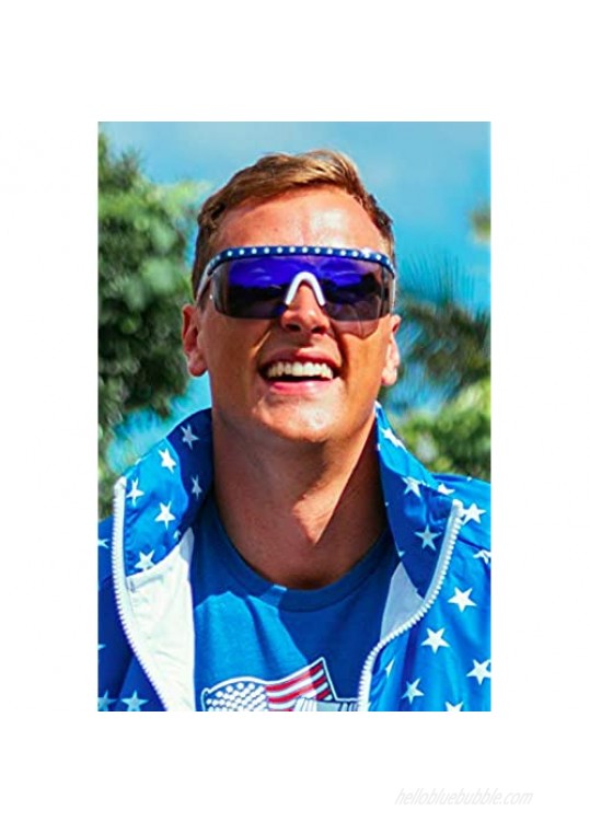 Men's USA Patriotic American Flag Sunglasses - Red White and Blue Sunglasses for Guys