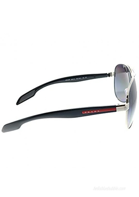 Prada Linea Rossa Lifestyle PS 53PS 1BC5W1 Steel Metal Aviator Sunglasses Grey Gradient Polarized Lens