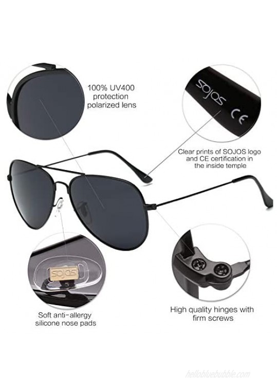 SOJOS Classic Aviator Polarized Sunglasses for Men Women Vintage Retro Style SJ1054