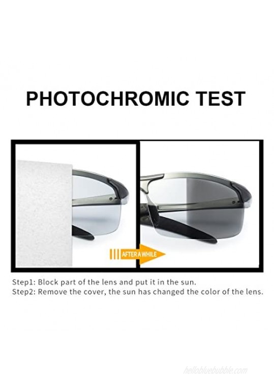 TJUTR Men's Photochromic Sunglasses with Polarized Lens for Outdoor 100% UV Protection Anti Glare Reduce Eye Fatigue