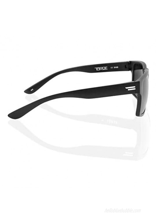 TOROE Classic RANGE Black Frame Polarized TR90 Unbreakable Sunglasses with Hydrophobic Coated Polycarbonate AR Lenses