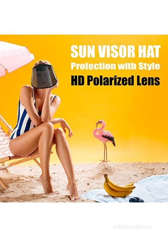 TRIKTON Sun Visor Hat with HD Polarized Lens Protection Anti-UV Visor Adjustable Sweatband Outdoors Golf Tennis Beach Fishing Sailing Boating Kayak Paddle Board Hiking Walking