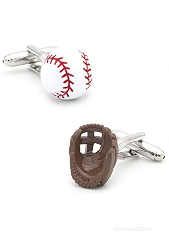 3D Baseball Cufflinks Gloves and Ball Cuff Links Sports Gemelos