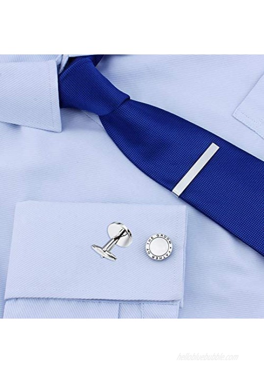 AMITER Cufflinks and Tie Bar Set for Men-Wedding Accessories for Groom Husband and Father