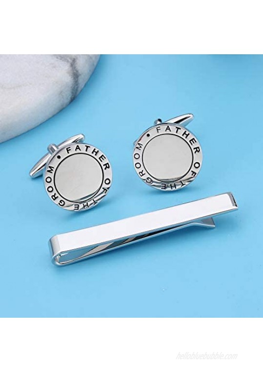 AMITER Cufflinks and Tie Bar Set for Men-Wedding Accessories for Groom Husband and Father