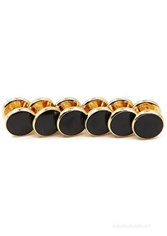 ApolDirect 8 Pieces Men Round Cufflinks and Button Studs Set Cuff Links for Formal Business Wedding Tuxedo Shirt Accessories