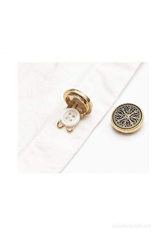 BUTTONCUFF Designer Men's Button Covers - Imitation Cuff Links for Tuxedo Business or Formal Shirts (D-OR-G)