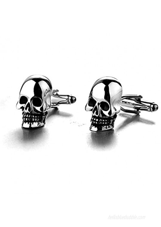 BXLE Cool Skull Cuff-Links  Unique 3D Skeleton Cufflinks  Gothic Shirt Studs Button for Young Men Theme Party  Groomsmen Gift  Pirate & Punk Style Suit Accesorries Jewelry