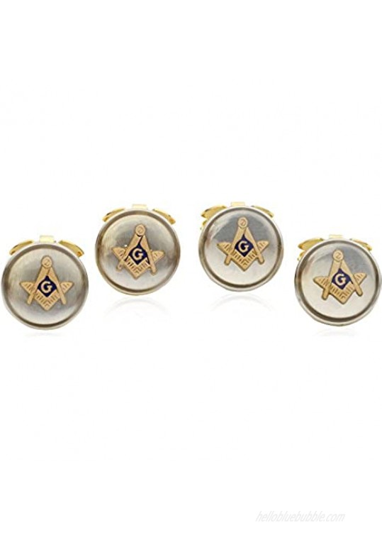 Cuff-Daddy 4 Masonic Button Covers with Glossy Cardboard Storage Box for Tuxedo Shirts Freemason Wedding