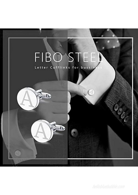 FIBO STEEL 4 Pairs Mens Initial Letter Shirts Cufflinks Engraved Shirt Cufflink Alphabet Set Fashion Dazzle Tuxedo Cufflinks Business Wedding