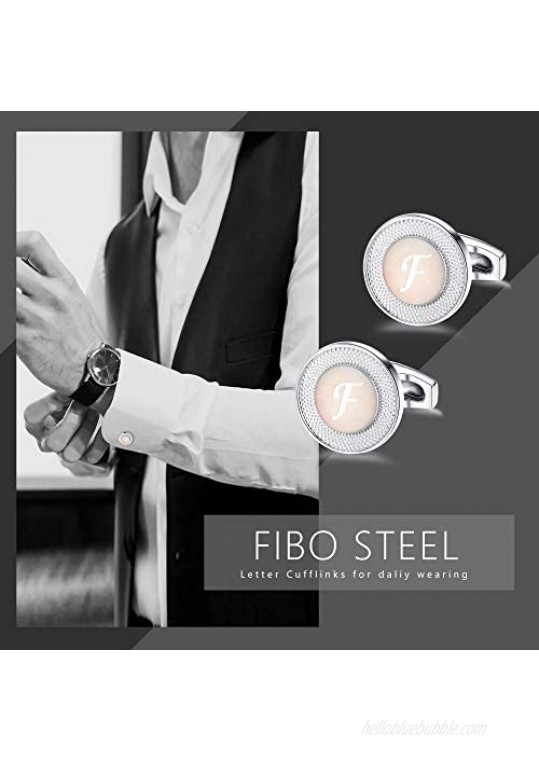 FIBO STEEL 4 Pairs Mens Initial Letter Shirts Cufflinks Engraved Shirt Cufflink Alphabet Set Fashion Dazzle Tuxedo Cufflinks Business Wedding