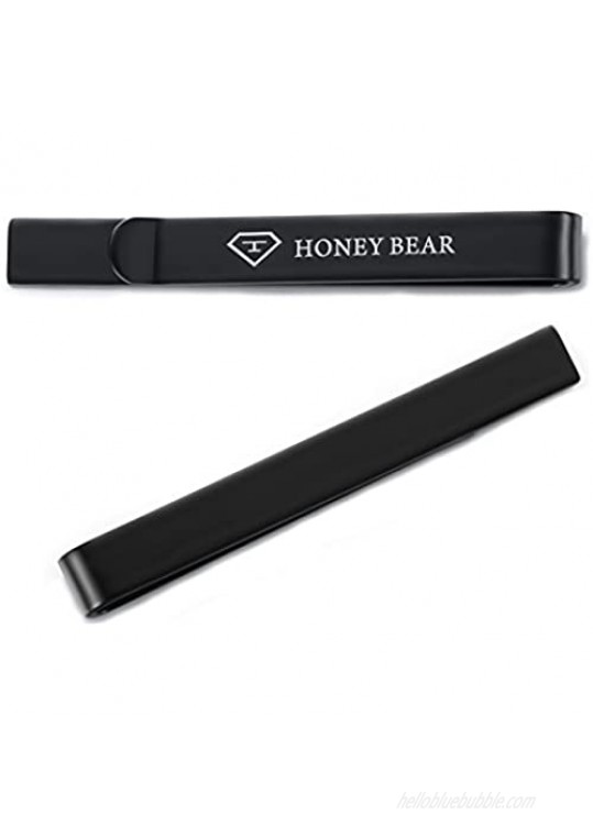 HONEY BEAR Initial Alphabet Letter Cufflinks Tie Clips Set for Mens Gift Black