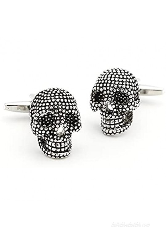 iGame Vintage Skeleton Cuff Links Black Color Brass Material 3D Skull Design Punisher Style Cufflinks with Gift Box