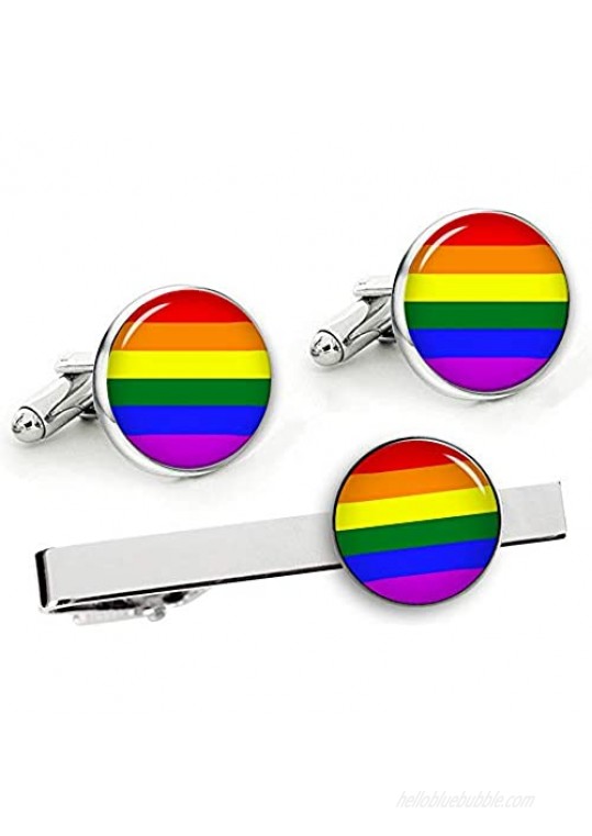 Kooer Rainbow Cufflinks Gay and Lesbian Personalized Wedding LGBT Cuff Links LGBT Wedding Gift