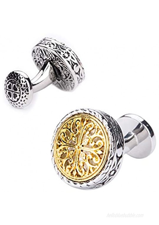 Men's Cufflinks Set Cuff links for Men Suit Gold Plated Closure with Box for Wedding Party Business