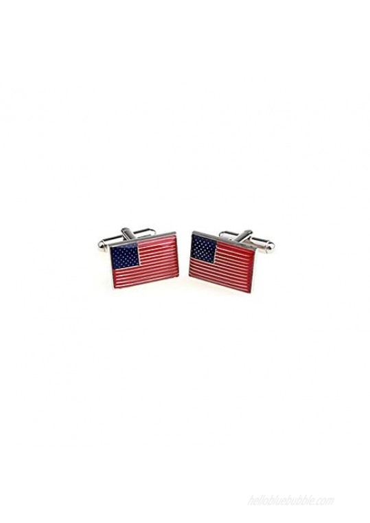 MRCUFF American Flag USA America Pair Cufflinks in a Presentation Gift Box & Polishing Cloth