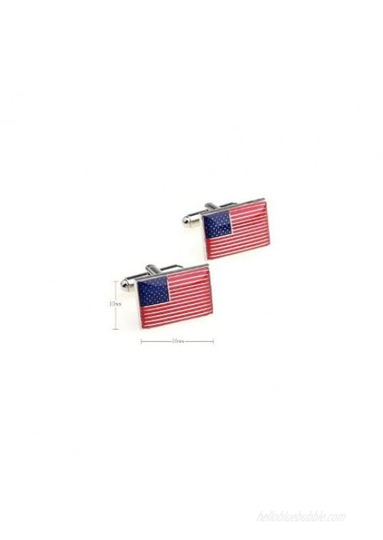 MRCUFF American Flag USA America Pair Cufflinks in a Presentation Gift Box & Polishing Cloth