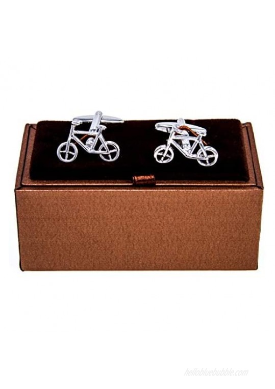 MRCUFF Bicycle Bike Cycling Cyclists Pair Cufflinks in a Presentation Gift Box & Polishing Cloth