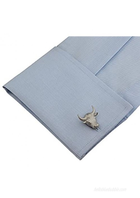 MRCUFF Bull 3D Steer Satin Wall Street Pair Cufflinks in a Presentation Gift Box & Polishing Cloth