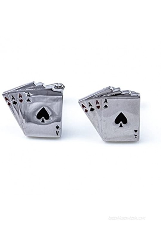 MRCUFF Casino Gambler Card Poker Player 4 Pairs Cufflinks in Presentation Gift Box & Polishing Cloth