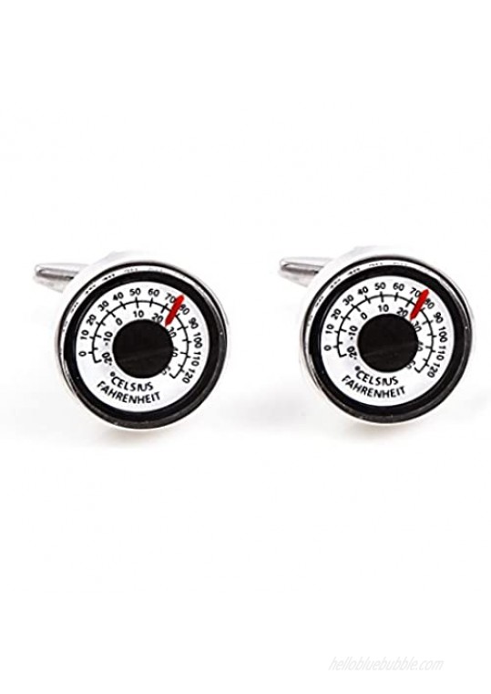 MRCUFF Compass & Thermometer 2 Pairs Cufflinks in a Presentation Gift Box & Polishing Cloth