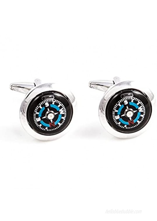 MRCUFF Compass & Thermometer 2 Pairs Cufflinks in a Presentation Gift Box & Polishing Cloth