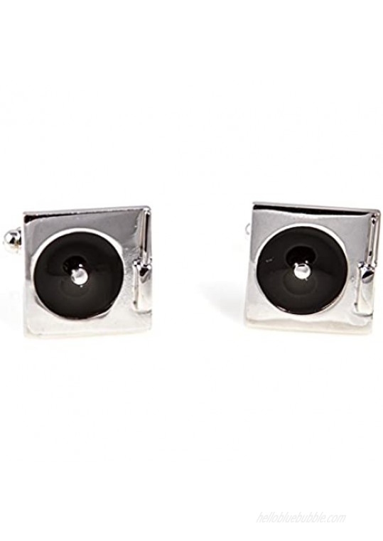MRCUFF DJ Music Headphones Turntables Cassette Boom Box 4 Pairs Cufflinks in a Presentation Gift Box & Polishing Cloth