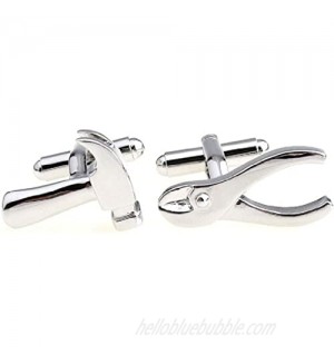 MRCUFF Hammer and Pliers Construction Carpenters Builders DIY Architect Engineer Pair Cufflinks in a Presentation Gift Box & Polishing Cloth