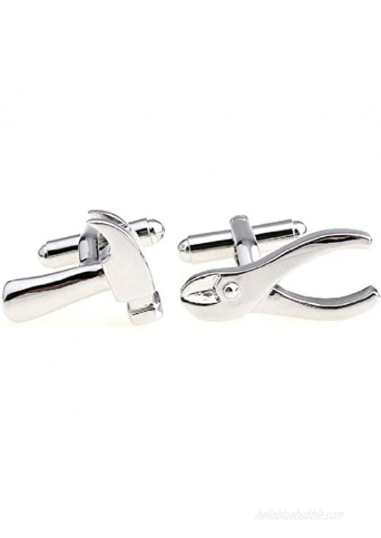 MRCUFF Hammer and Pliers Construction Carpenters Builders DIY Architect Engineer Pair Cufflinks in a Presentation Gift Box & Polishing Cloth