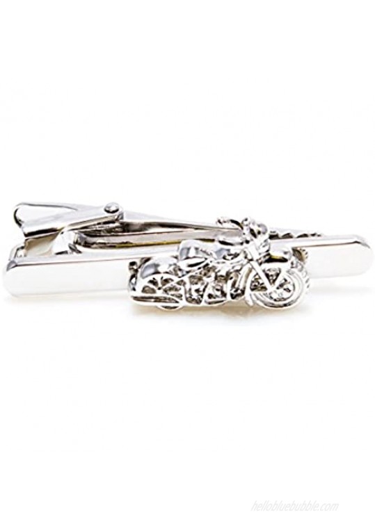 MRCUFF Motorcycle Pair of Cufflinks and Tie Bar Clip with a Presentation Gift Box