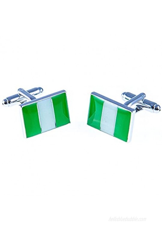 MRCUFF Nigeria Flag Pair Cufflinks in a Presentation Gift Box & Polishing Cloth