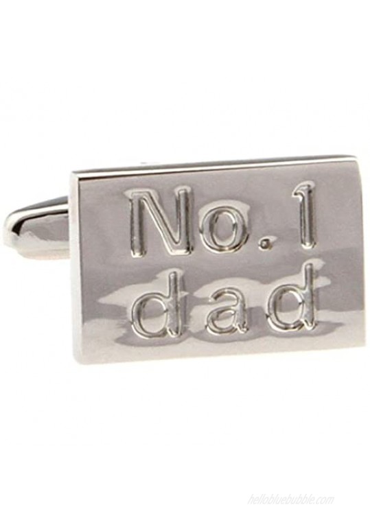 MRCUFF Number No. 1 Dad Pair Father's Day Cufflinks in a Presentation Gift Box & Polishing Cloth