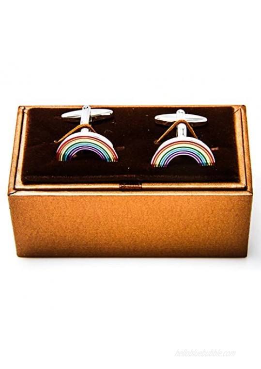 MRCUFF Rainbow Pair Cufflinks in a Presentation Gift Box & Polishing Cloth