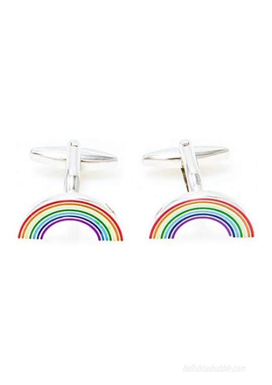 MRCUFF Rainbow Pair Cufflinks in a Presentation Gift Box & Polishing Cloth