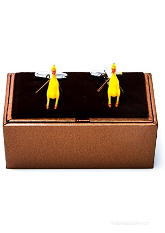 MRCUFF Rubber Chicken Pair Cufflinks in a Presentation Gift Box & Polishing Cloth