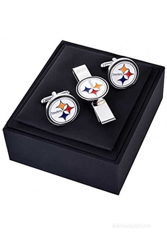 Promotioneer Men's The Team Logo Symbol Series Cufflinks and Tie Clip with Gift Box