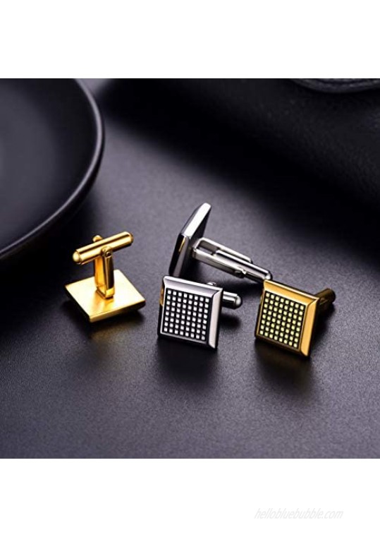 PROSTEEL Stainless Steel Cuff Links for Men Women Black/18K Gold Plated Groomsman Gift Business Cufflinks Come Gift Box