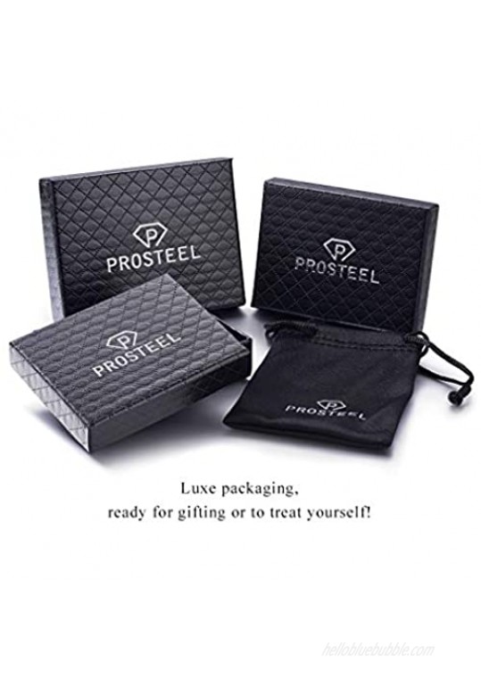 PROSTEEL Stainless Steel Cuff Links for Men Women Black/18K Gold Plated Groomsman Gift Business Cufflinks Come Gift Box