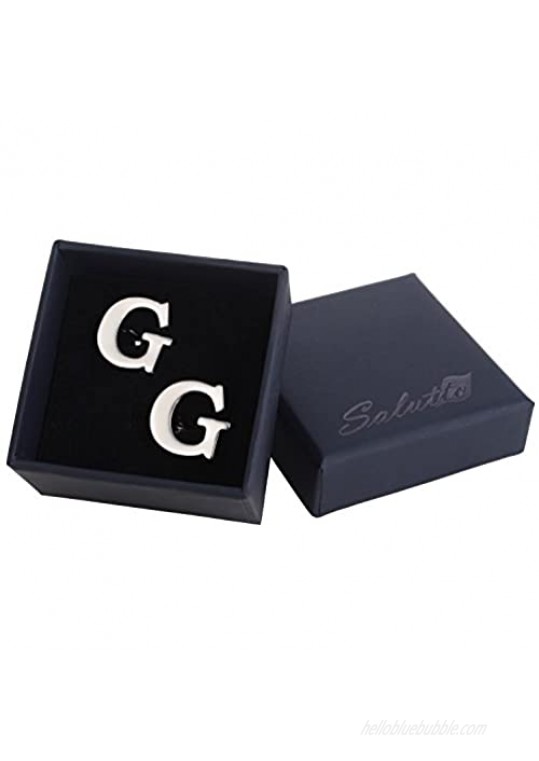 Salutto Men's Alphabet Cufflinks 1 Pair with Gift Box