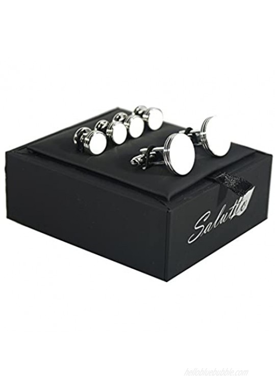 Salutto Men's Cufflinks and Studs Set for Formal French Shirt with Gift Box